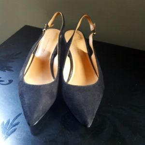 Banana Republic Black Suede Slingback Kitten Heel